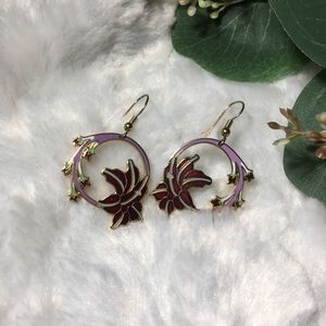 LAUREL BURCH VINTAGE MEOW FLORAL DROP EARRINGS